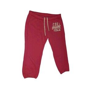 Y2K Hollister Pink Sweatpant Capri Fromt And Back Logo Size M Womens Tie
